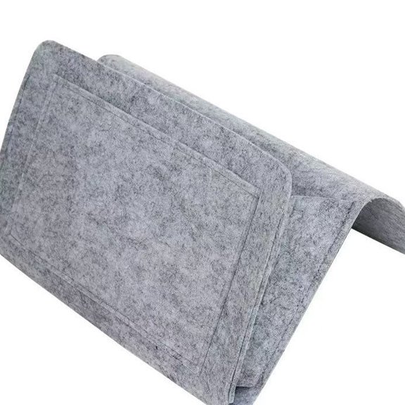 Felt Bedside Pocket Caddy, Hanging Bed Storage Organizer for Bed Frame or Sofa, Under Mattress Storage Holder for Phone, Tablet, Remotes and Magazines,Gray