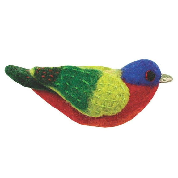 Felt Bird Garden Ornament Painted Bunting Wild Woolies