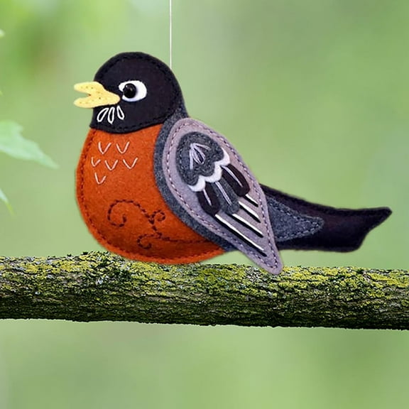 Felt Bird Ornament, Wool Hanging Decoration, Handmade Decor, 1 Count