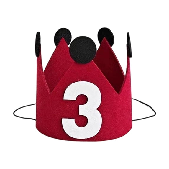 Felt Birthday Hat - Sweet One Decorations - Red Crown Party Hat
