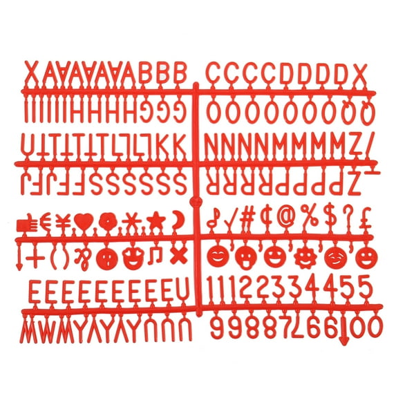 Felt Board Letters, 680 Characters Red 3/4" Letters Numbers Symbols Changeable Plastic Message Boards 4Pcs