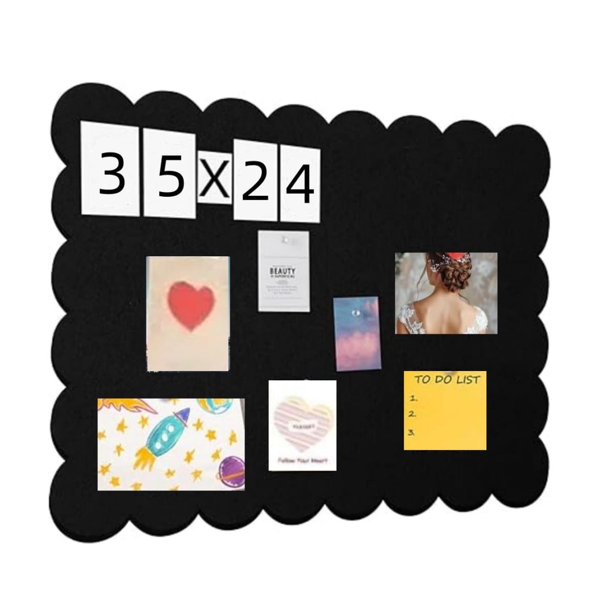 Felt Boards for Walls 35"x24", Black Felt Wall Board, Adhesive Bulletin Board, Felt Board Pin Board Tack Board for Office, 1 Pcs