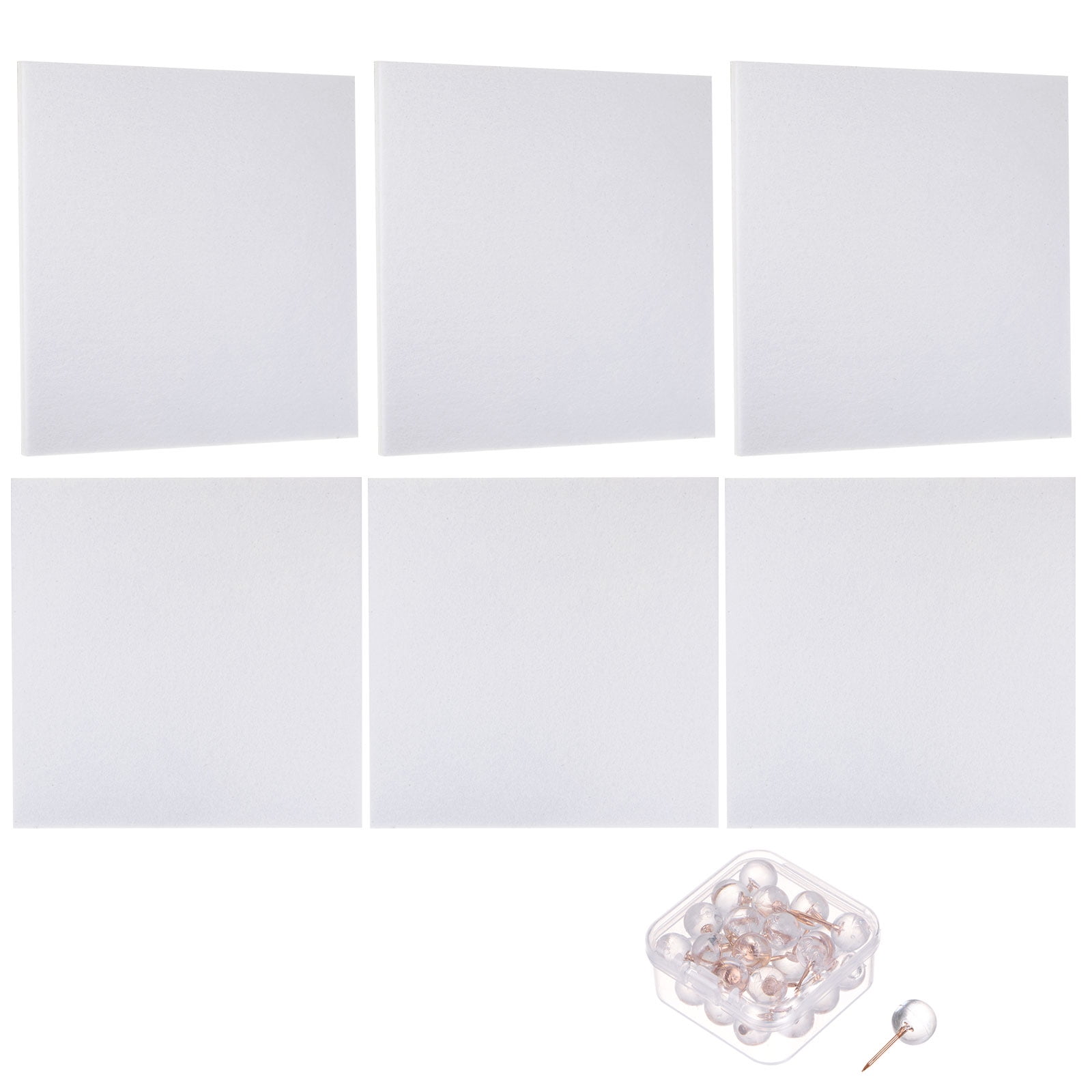 Felt Bulletin Board 12"x12" 6Packs Self Adhesive Tile with Pins, White