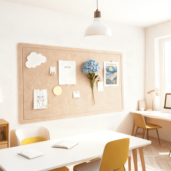 Felt Bulletin Board Frameless, Self-Adhesive Pinboard For Walls, 9MM Thick Display Notice Memory Board, Rounded Fabric Board for Photos, Office, Home