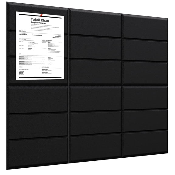 Felt Bulletin Board, Large Cork Board for Wall 36" x 24", Felt Wall Tiles with 30 Push Pins, Thick Cork Board for Office Kitchen Classroom, 6 Pack, Black
