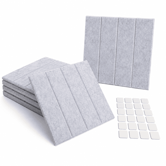 Felt Bulletin Board Tiles 36"x24"Cork Board Alternative with Self-Adhesive Backing, Large Cork Boards for Wall & Office Decor, 6 Pack 12" x 12" x 0.4" Pin Cork Boards Slivery Gray