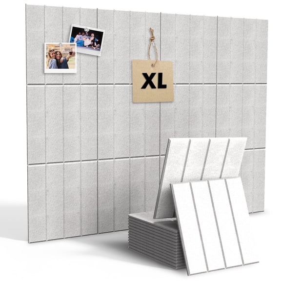 MYMULIKE 48" x 36" Large Light Gray Felt Bulletin Board, 12 Pack Cork Board Alternative with Adhesive Tabs for Wall & Room Decor,Home Office,Classroom Dorm