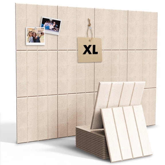 MYMULIKE 48" x 36" Large Light Camel Felt Bulletin Board, 12 Pack Cork Board Alternative with Adhesive Tabs for Wall & Room Decor,Home Office,Classroom Dorm