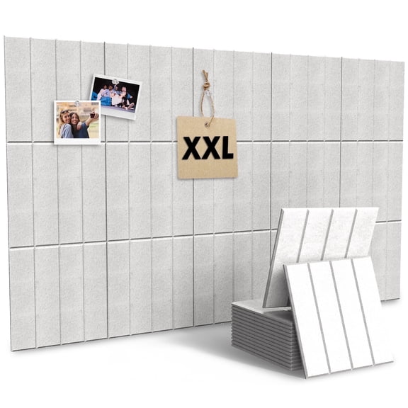 MYMULIKE 59" x 36" Large Light Gray Felt Bulletin Board, 15 Pack Cork Board Alternative with Adhesive Tabs for Wall & Room Decor,Home Office,Classroom Dorm