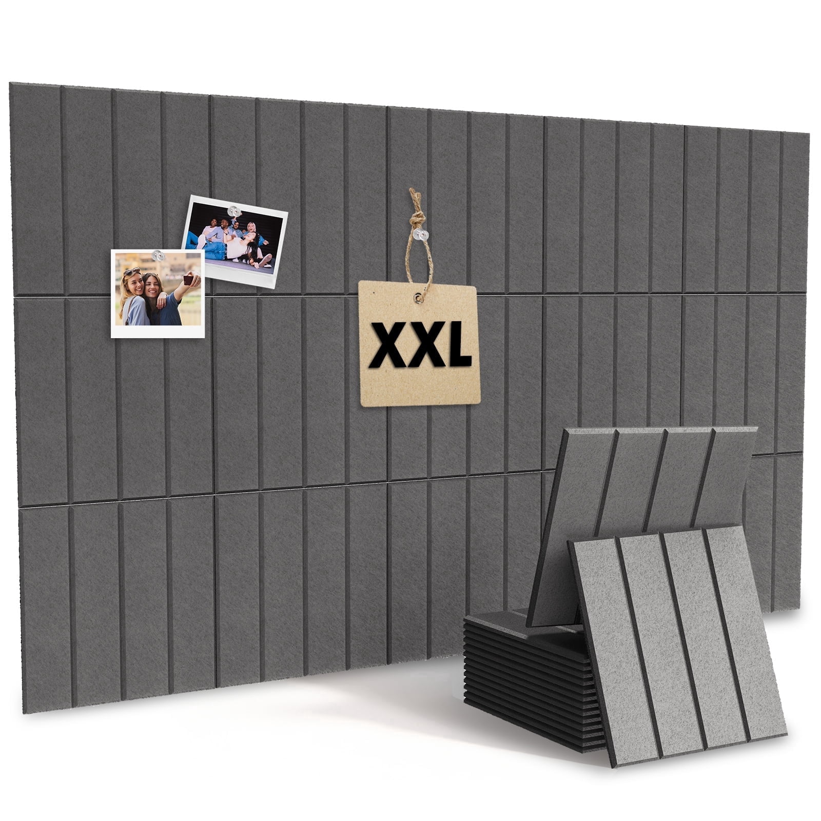 MYMULIKE  15 Pack Large Cork Board for Wall 59" x 36",Felt Bulletin Board with 75 Push Pins,Thick Cork Board for Office Kitchen Classroom, Dark Greyck