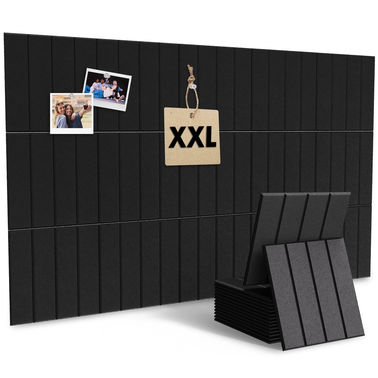 MYMULIKE  15 Pack Large Cork Board for Wall 59" x 36",Felt Bulletin Board with 75 Push Pins,Thick Cork Board for Office Kitchen Classroom, -Black