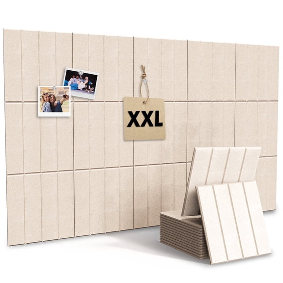 MYMULIKE  15 Pack Large Cork Board for Wall 59" x 36",Felt Bulletin Board with 75 Push Pins,Thick Cork Board for Office Kitchen Classroom,Light camel