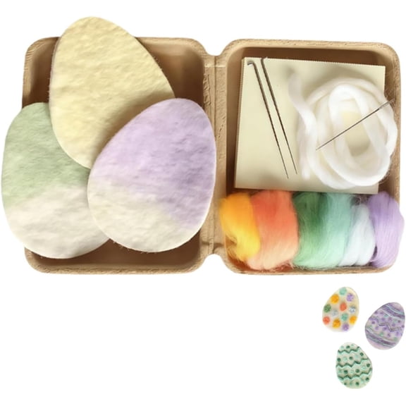 Felt Bunny Mini Needle Felting Kit, Complete Beginner-Friendly Easter Craft Set, Adorable DIY Bunny Ornaments for Spring Decor, Easter Basket Stuffer (A)