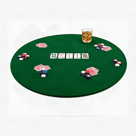 Felt Card Poker Table Cover 36-42 inches Green Stretch Elastic Fitted Bridge Card, Mahjong, Dominoes and Casino Game Night Table Topper Table Cloth Protector