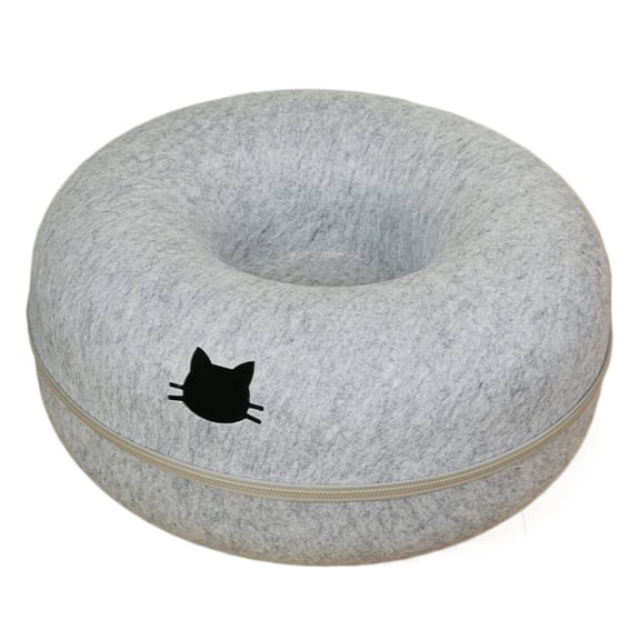 Felt Cat Cave Bed Donut Cat House Tunnel Zipper Removable Washable Breathable Pet Nest