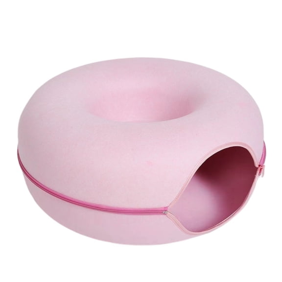 Felt Cat Cave Bed Donut Cat House Tunnel Zipper Removable Washable Breathable Pet Nest