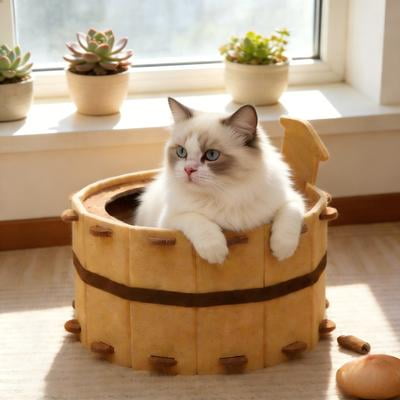 Felt Cat Cave Bed, Four-Season Enclosed Cat House