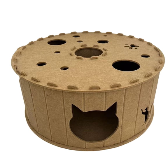 Felt Cat Tunnel Bed, Foldable Cat Cave Hideaway for Indoor Cats, Felt Cat House with Peek Holes, Scratch-Resistant Cat Play Tunnel and Cozy Cat Nest for Kittens and Small Cats