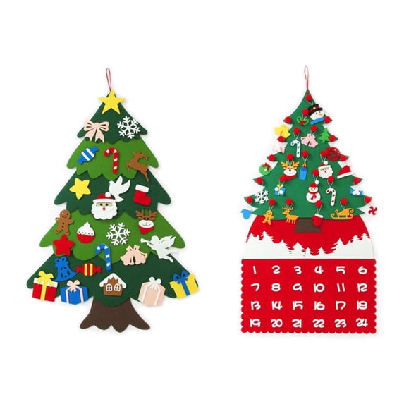 Felt Christmas Tree Hanging Santa Claus DIY Felt Tree Set For Kid Toys and Home Ornament Gifts