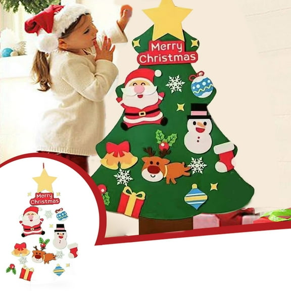 Felt Christmas Tree for Kids Xmas Decorations With Light,Xmas Gifts Home Door Hanging Decor Party Supplies Ideas Kids DIY 39.4 Inch,Christmas Clearance