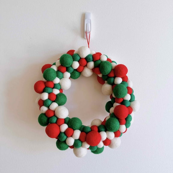 Ganapati Crafts Felt Christmas Wreath - Ball Bead, 30cm