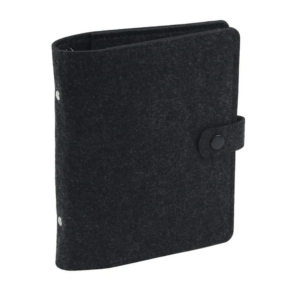 Felt Cloth 4 Rings Binder Refillable Notebook Binder Covers with Card Pocket Elastic Pen Slot for Refillable Journal