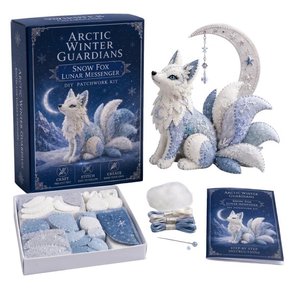 Felt Cloth Fantasy Ocean Moon Diy Patchwork Kit Multi-purpose Pre-cut Funny Crafting Set Creative Animal Shape Patchwork for Home Bedroom Office Desk Decor