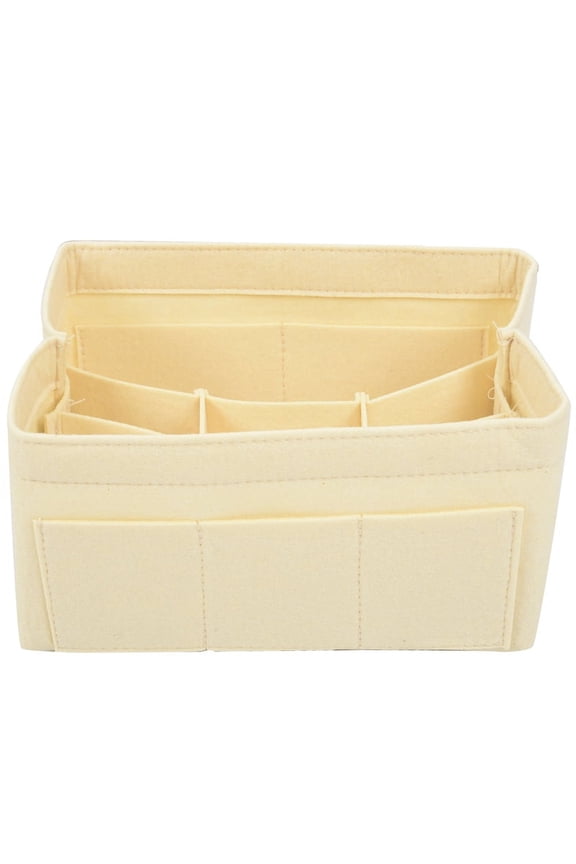 Felt Cloth Inner Bag Fits In Insert Handbag Multi-Pockets Cosmetic Bags Storage And Personal Belongings Organizer White