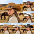 thumbnail image 1 of Felt Cowboy Hat Pinch Front Wide Brim Shapeable Western Style for Men Women, 1 of 7