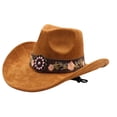 thumbnail image 1 of Felt Cowboy Hat Wide Brim Flower Embroidered Belt Western Sun Hats Casual Party Beach Jazz Cap for Men Women Unisex, 1 of 7