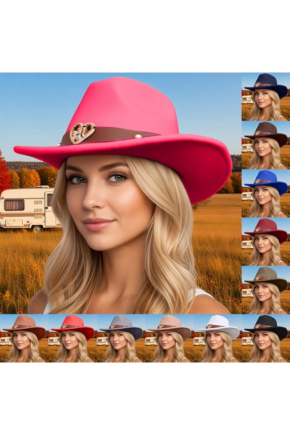 Felt Cowboy Hat Women Cattleman Pinch Front Wide Brim Western Cowgirl Rodeo Country Music Festival Hat
