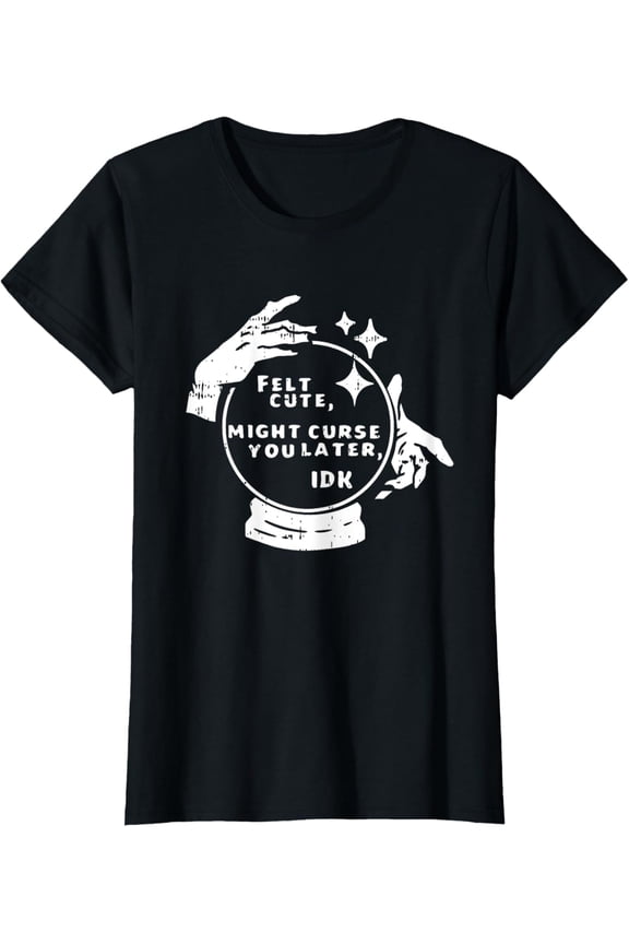 Felt Cute Witch Halloween Costume Funny Wiccan Women T-Shirt