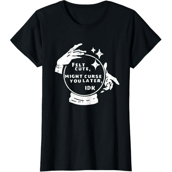 Felt Cute Witch Halloween Costume Funny Wiccan Women T-Shirt