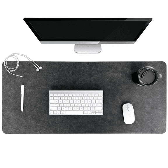 Felt Desk Mat,35.4" x 15.8" inches,Large Keyboard Mat,Wool Desk Pad, Extra Large Felt Mouse Pad for Computers,Laptops, Offices and Homes. (Dark Gray)