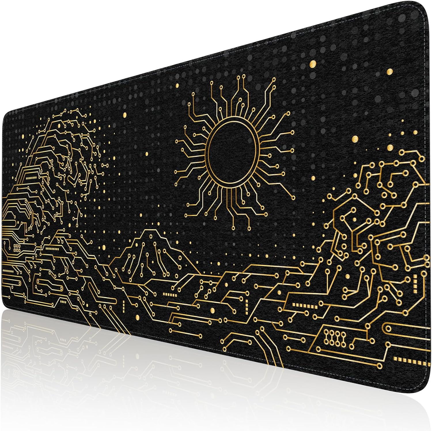 Felt Desk Mat, XXL Large Mouse Pad Desk Pad, Gaming Mousepad, Non-Slip Base, No Any Smell Desk Protector Cover Mat for Computer Keyboard Work Game Office Home-Gold Chip