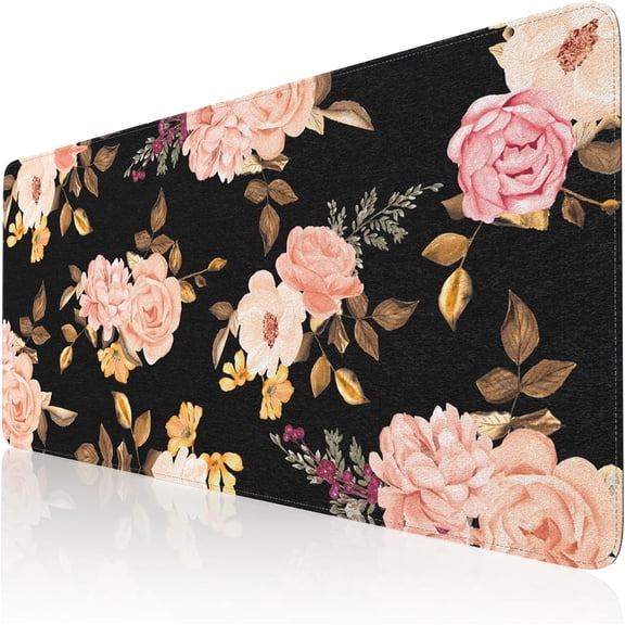 Felt Desk Mat, XXL Large Mouse Pad Desk Pad, Gaming Mousepad, Non-Slip Base, No Any Smell Desk Protector Cover Mat for Computer Keyboard Work Game Office Home-Peony
