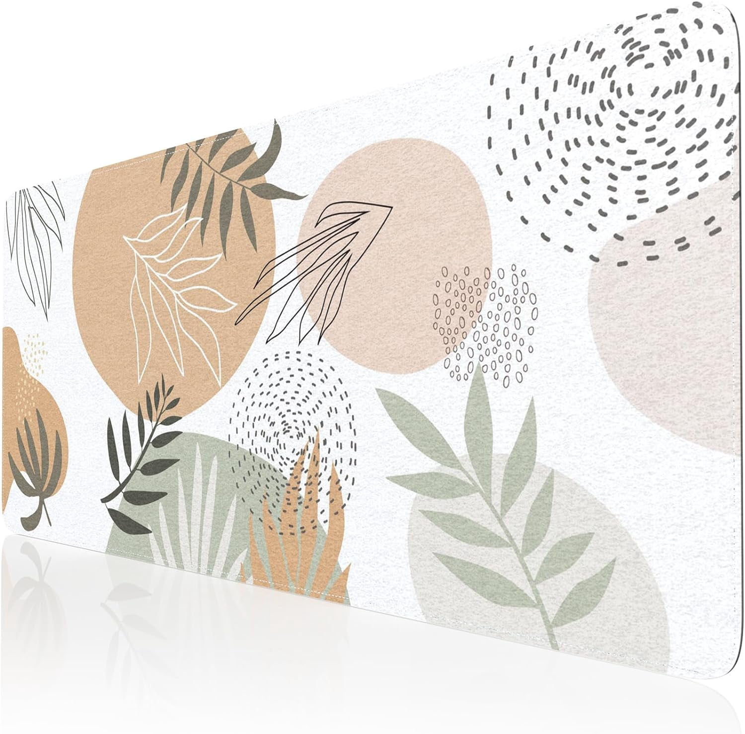 Felt Desk Mat, XXL Large Mouse Pad Desk Pad, Gaming Mousepad, Non-Slip Base, No Any Smell Desk Protector Cover Mat for Computer Keyboard Work Game Office Home-Tropical Leaf