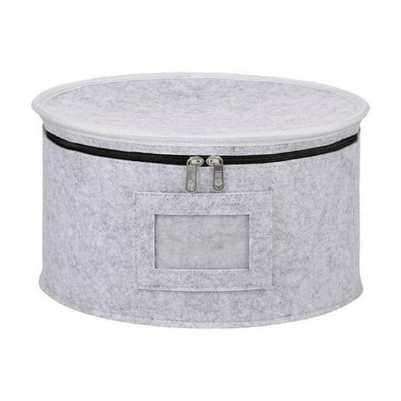 Felt Dinner Tray Organizer with Cover, Cylindrical Felt Storage Box with Zipper, Kitchen Bowls Plates Storage Bags