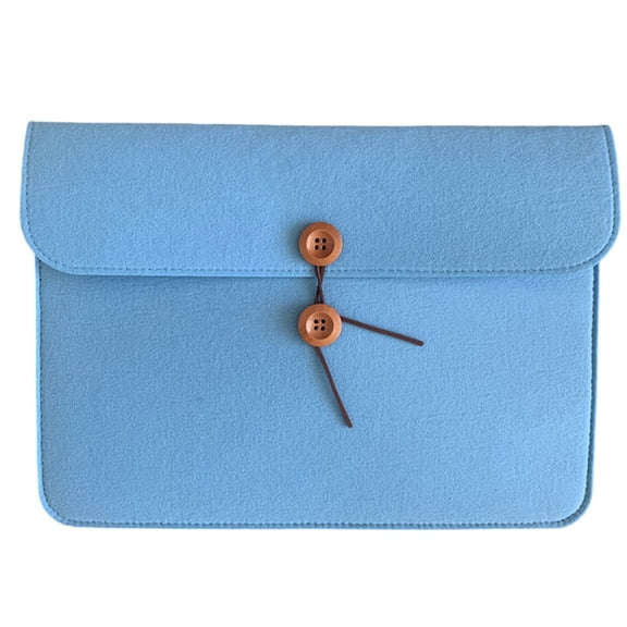Felt Document Bag - A4 File Organizer with Button Closure, Durable Office File Holder for Travel, Meeting, Home, Office, Classroom Stationery, Felt Tablet Sleeve & Business Organizer, Light Blue