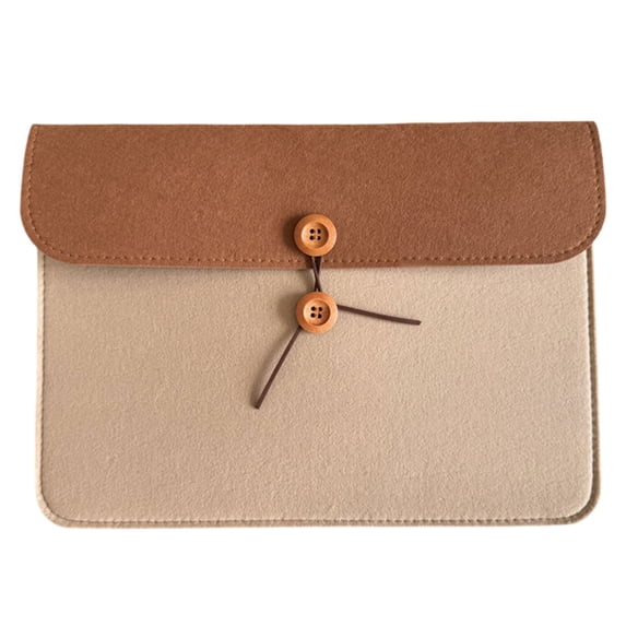 Felt Document Bag - A4 File Organizer with Button Closure, Durable Office File Holder for Travel, Meeting, Home, Office, Classroom Stationery, Felt Tablet Sleeve & Business Organizer, Brown