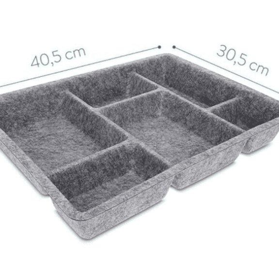 Felt Drawer Organizer Tray - Tidy Desk Drawers, Office Supplies, Jewelry, Cosmetics, Small Personal Items and Accessories - Gray