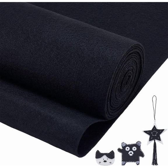 Felt Fabric DIY Crafts Rectangle Black 300x3mm for DIY