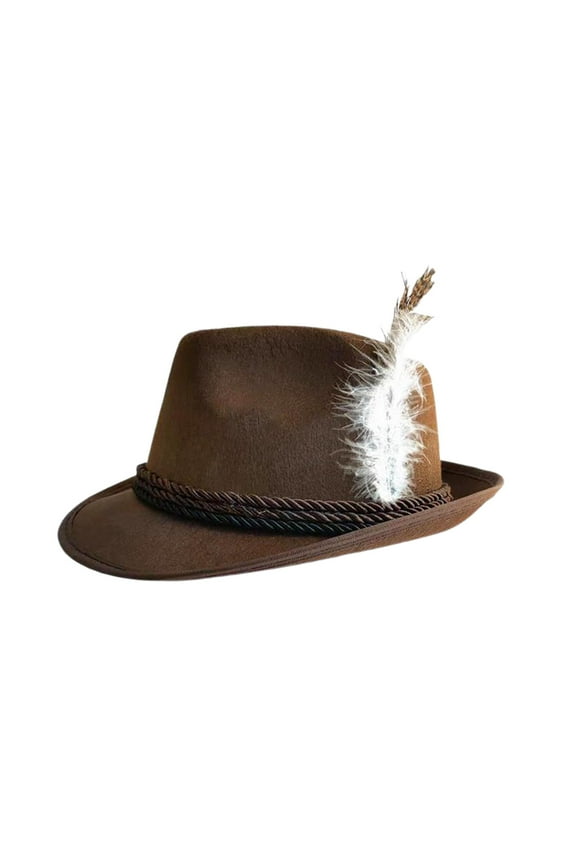 Felt Fedora Hat Jazz Hat Cap with Feather Costume Accessory for All Day Wear Brown