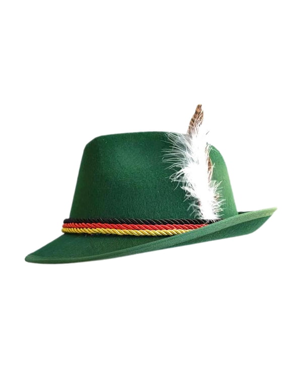 Felt Fedora Hat Jazz Hat Cap with Feather Costume Accessory for All Day Wear Green