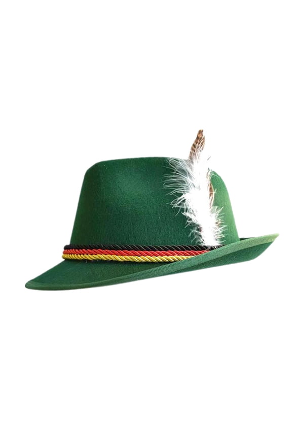 Felt Fedora Hat Jazz Hat Cap with Feather Costume Accessory for All Day Wear Green