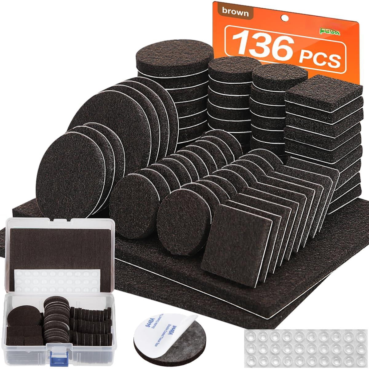 Felt Furniture Pads 136 Pieces  For Hardwood Floors 5mm Thick Floor Protectors Savers In A Case
