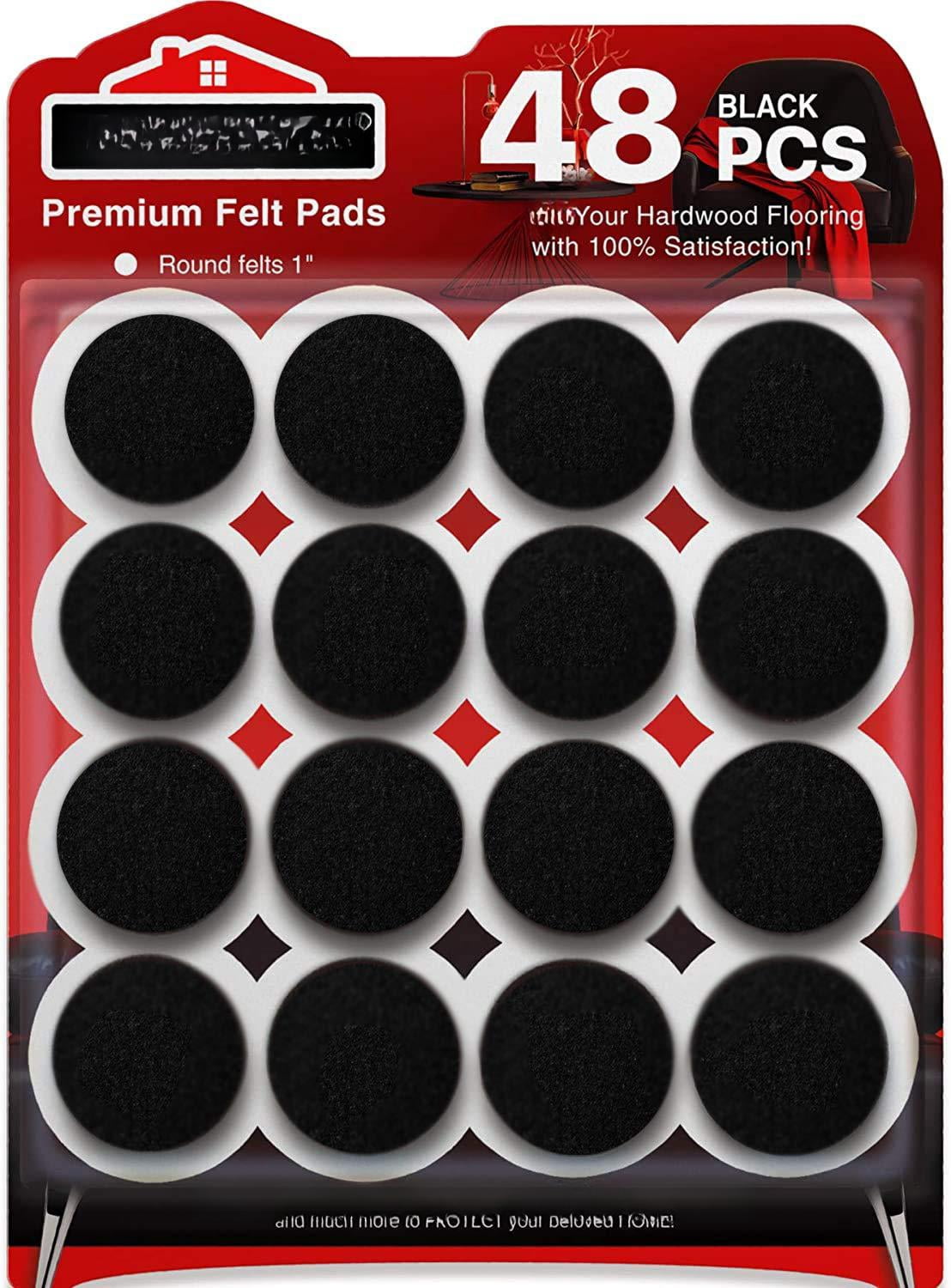 Felt Furniture Pads  - 48 1" Floor Protectors Feet Wood Floors Annoying Noise & Protect Your Hard Surfaces! (black)