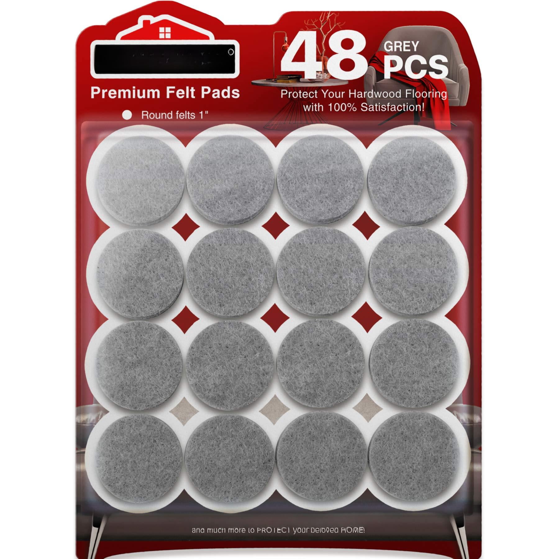 Felt Furniture Pads  - 48 Floor Protector Chair Felts For Feet Wood Floors Hardwood Protect Your Hard Floors! (grey)
