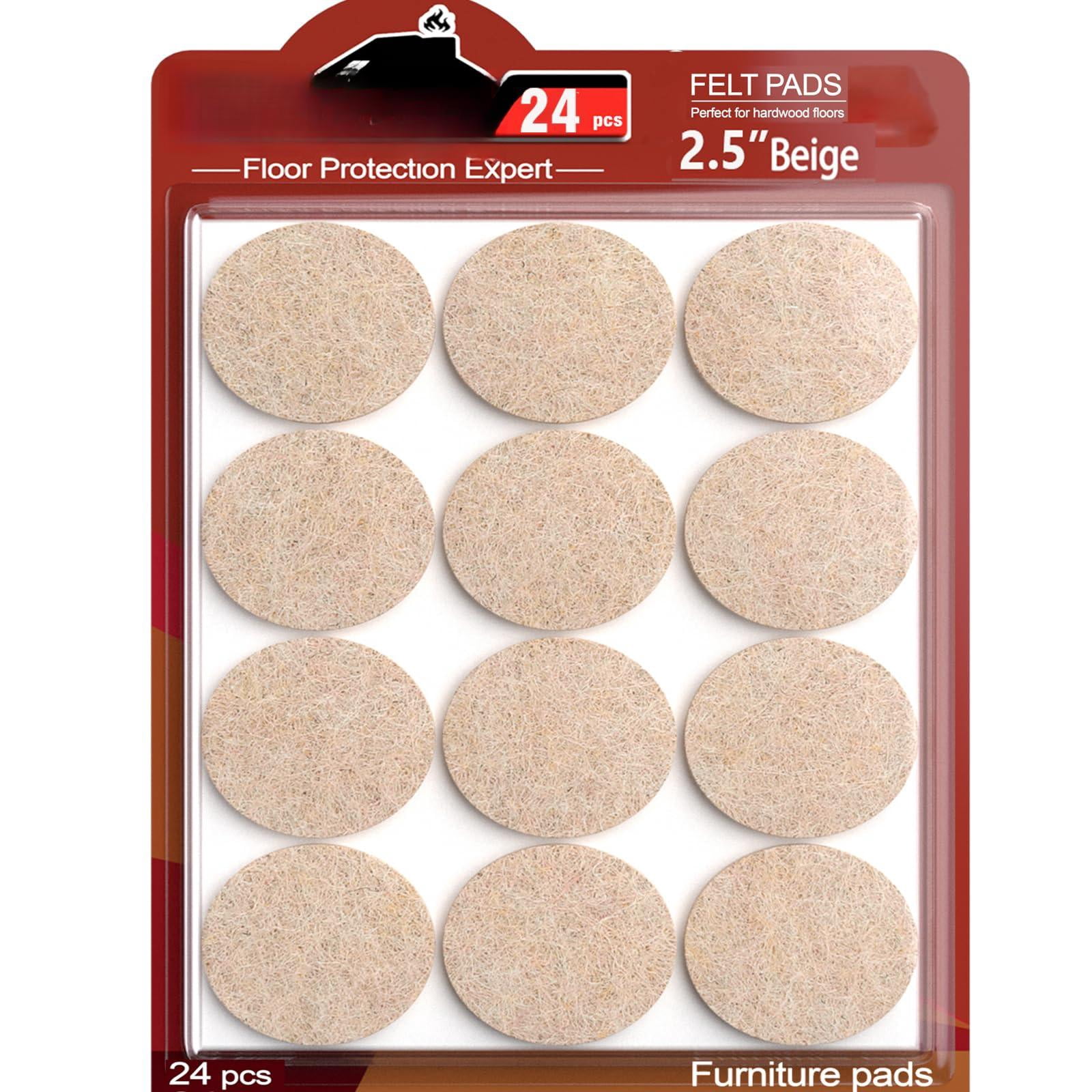 Felt Furniture Pads For Hardwood Floors -24 2.5" Chair  Floor Protectors Beige
