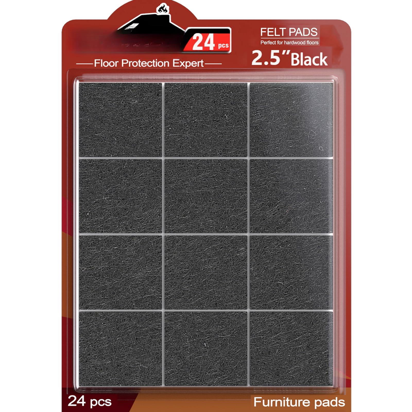 Felt Furniture Pads For Hardwood Floors -24 2.5" Chair  Floor Protectors Black